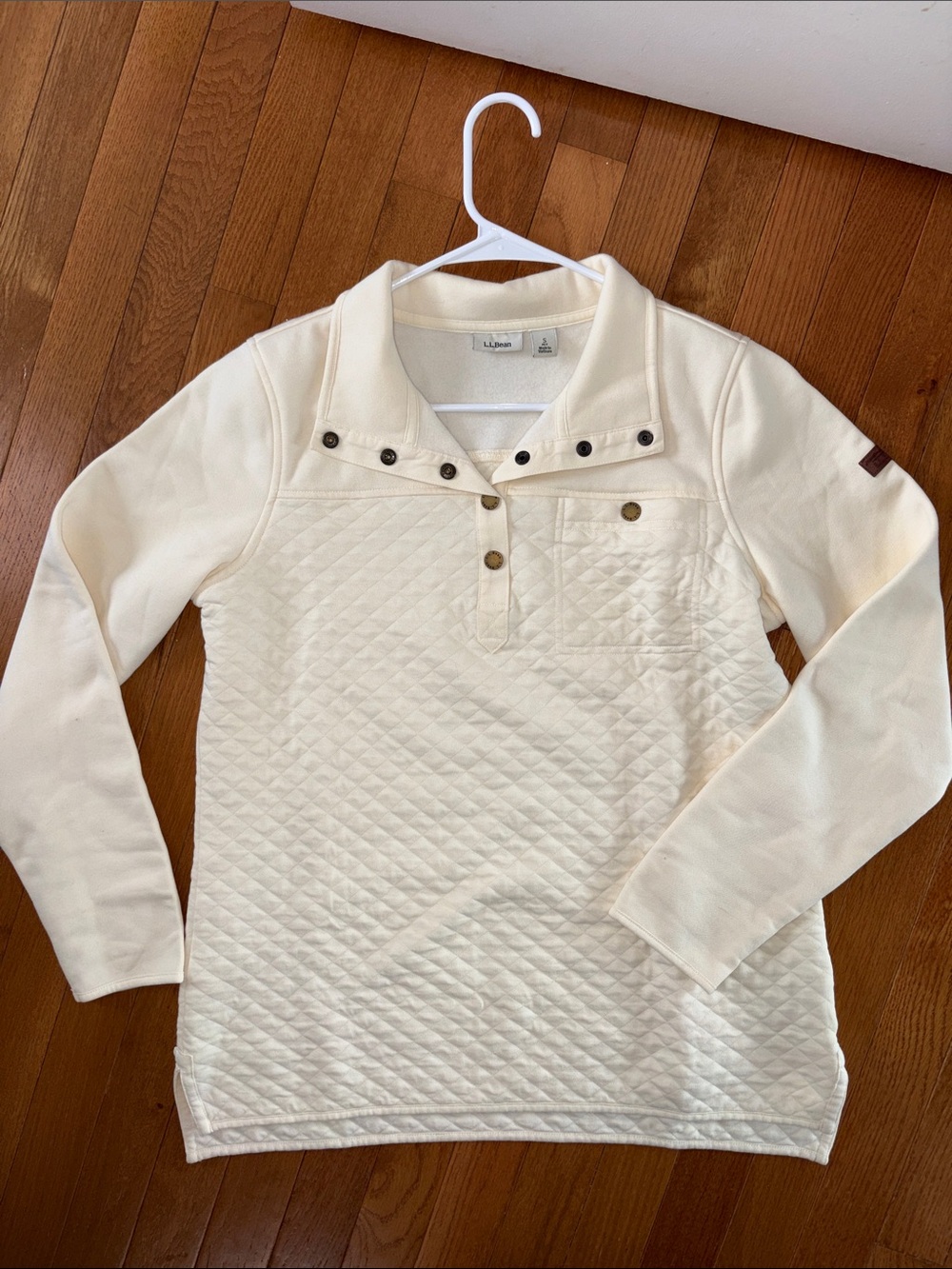 L.L. Bean Cream Knit Pullover Sweatshirt Size Small Oversized